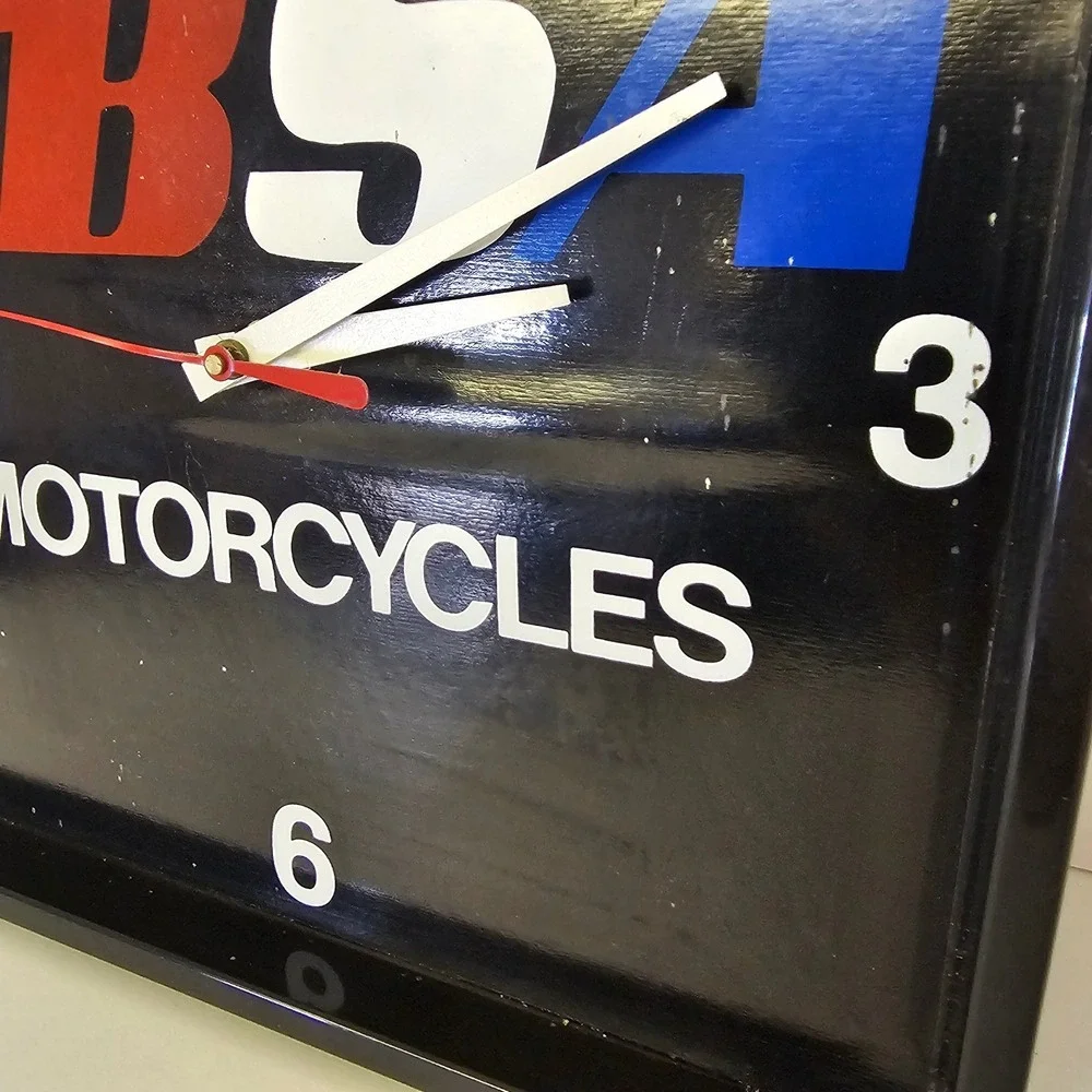 BSA Motorcycles Square Wall Clock Black Red Blue Logo Garage Decor 11.5 Inch